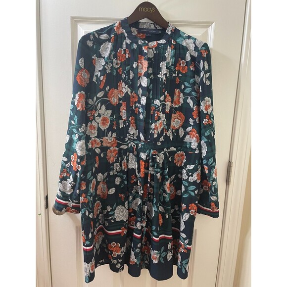 Tommy Hilfiger Women's Medley Print Pleated Shirtdress Blue Size 8 - Picture 3 of 15